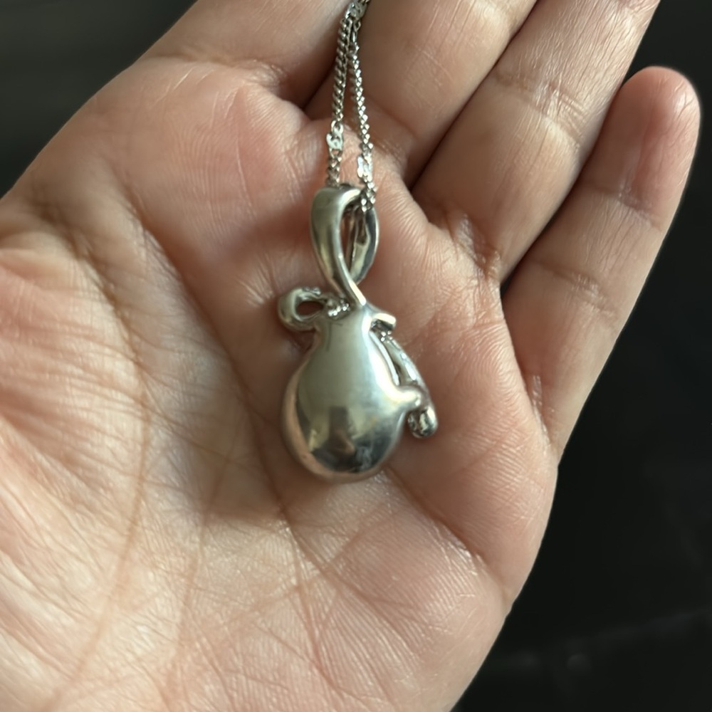 Silver Tone 18 KRGP Gold Plated Teardrop Rhinestone Charm Necklace Peach - Picture 8 of 11